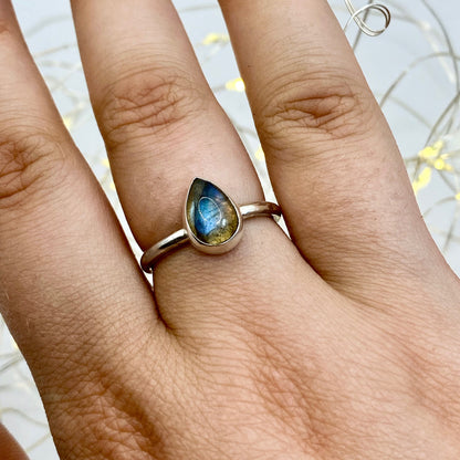 Labradorite Teardrop Ring