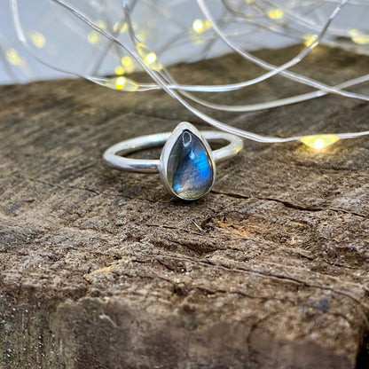 Labradorite Teardrop Ring