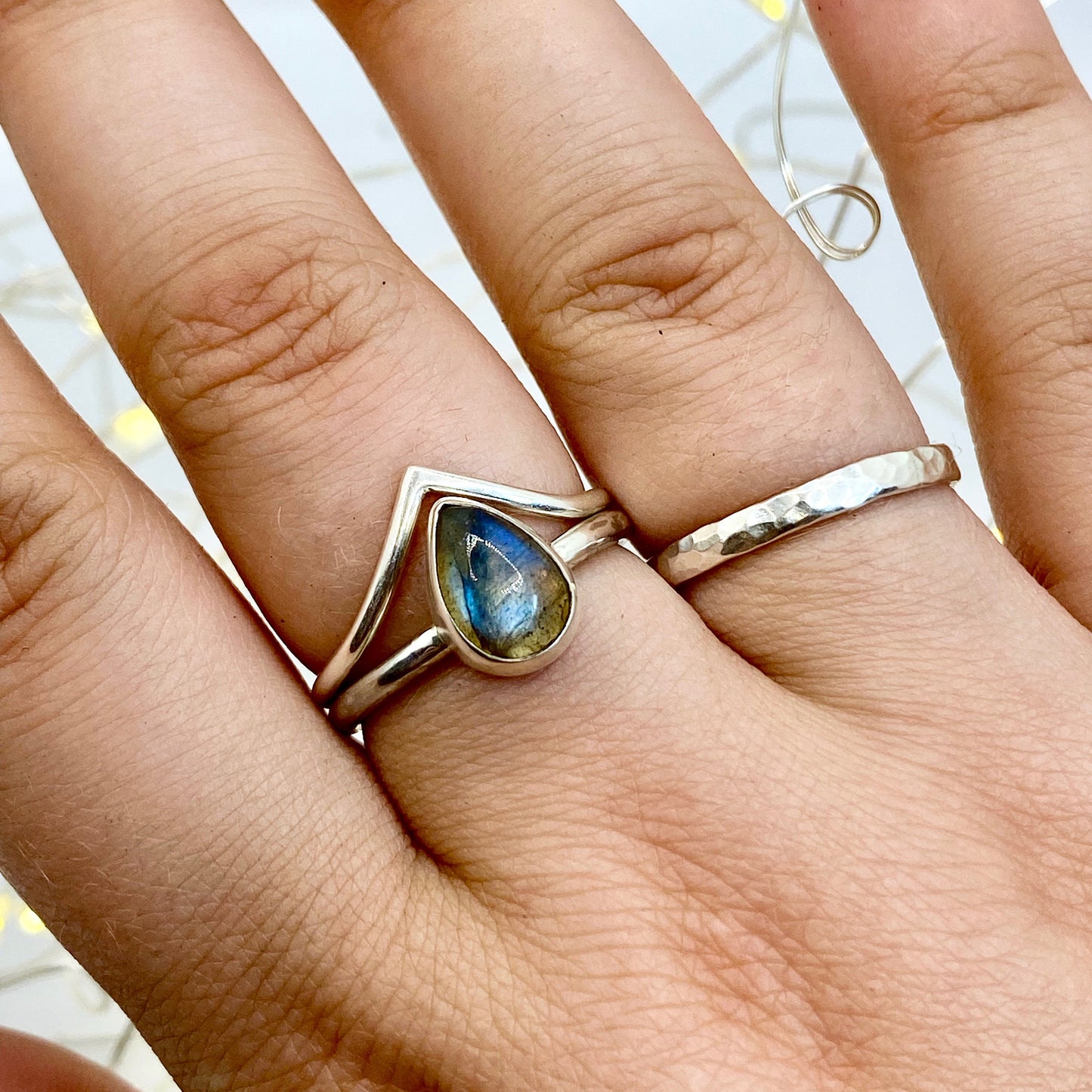 Labradorite Teardrop Ring